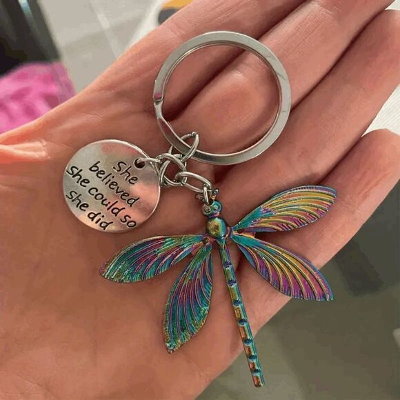 Dragonfly Keychain Keyring with Inspirational Slogan - Picture 6 of 6